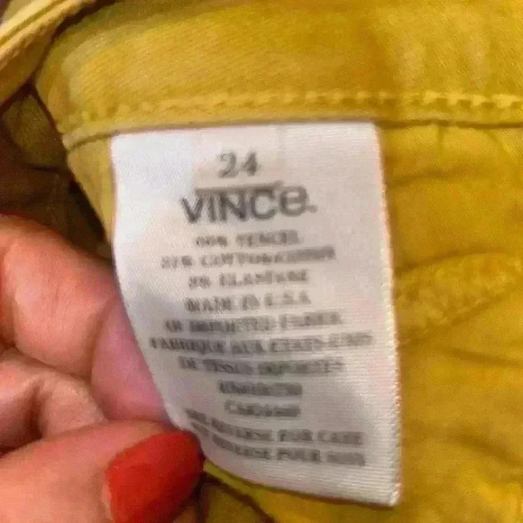 Vince Women's 24 Chartreuse Crop Stretchy Skinny Ankle Denim Slim Jeans Citrine - Picture 6 of 6